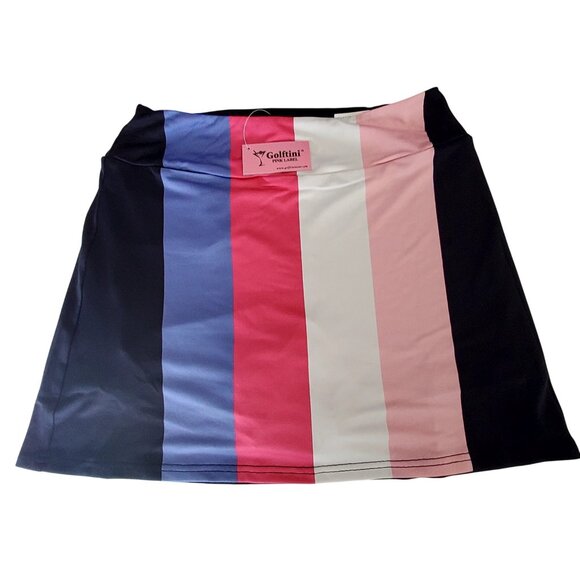Golftini Dresses & Skirts - Golftini Golf Skort With Colorful Stripe Pattern Pink Label Size L Connection-
